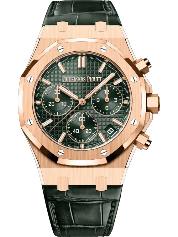 Audemars Piguet Royal Oak Chronograph Green Leather Strap Watch - Lc Watches