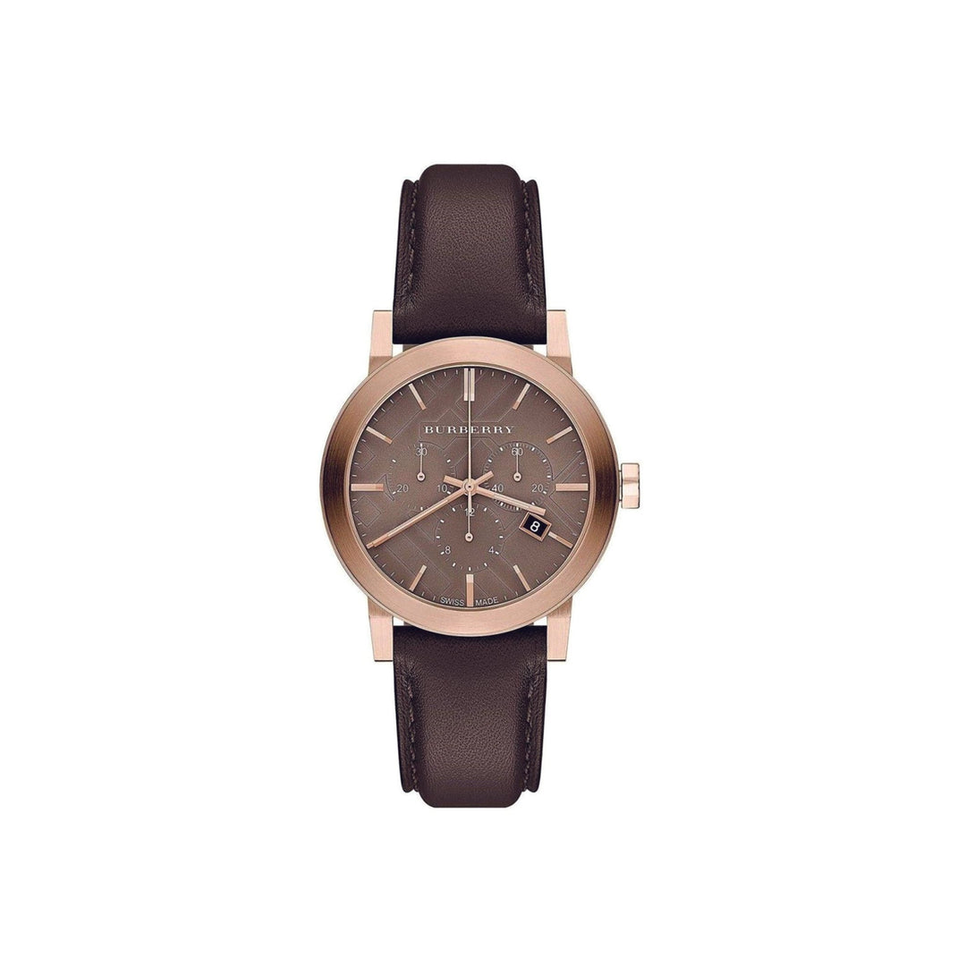 Burberry Brown Leather Chronograph Wristwatch - Lc Watches