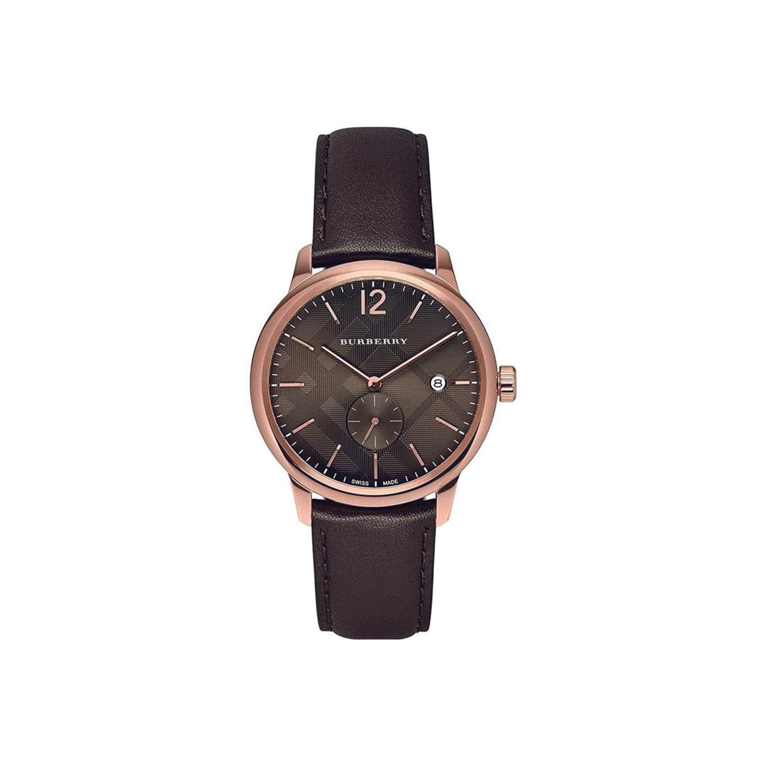 Burberry Brown Leather Rose Gold Toned Wristwatch - Lc Watches