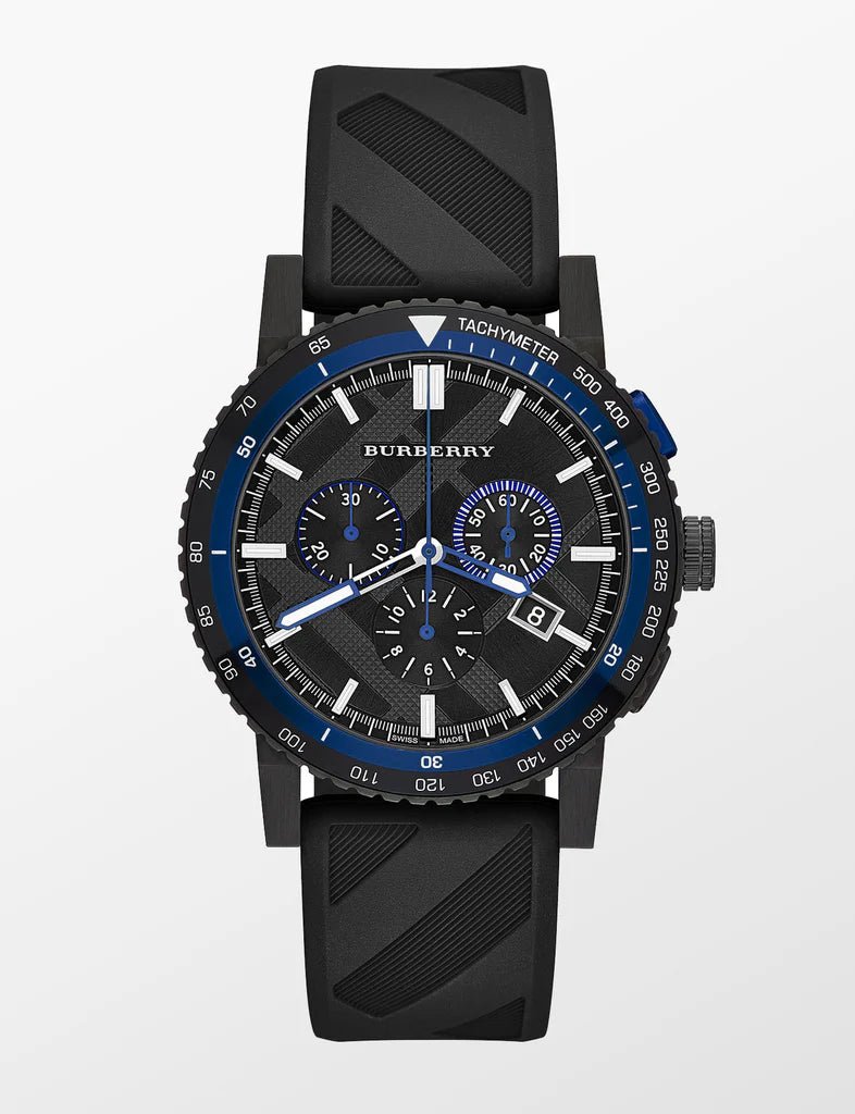 Burberry The City Chronograph Black Dial Black Watch For Men - Lc Watches
