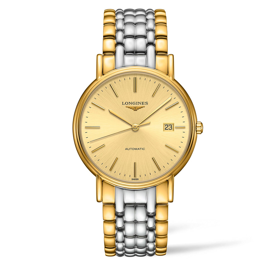Longines - Presence 38.5 Automatic PVD Gold / Champagne / Bracelet watch - Lc Watches