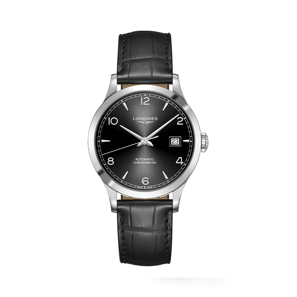 Longines - Record 26mm Stainless Steel / Black - Arabic / Alligator watch - Lc Watches