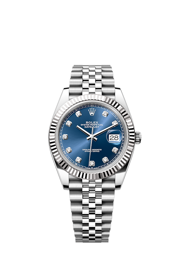 New Rolex 2023 Datejust 41 Bright Blue Diamond Set Dial Watch