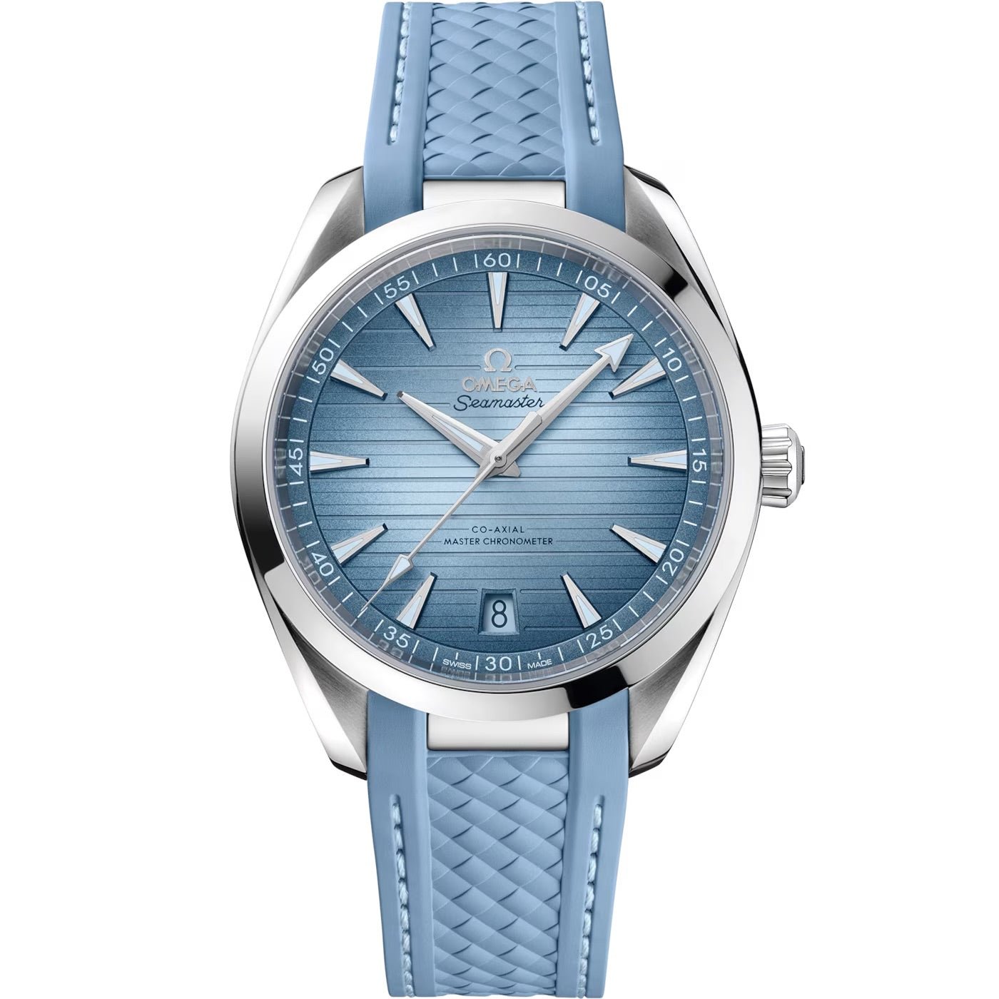 Omega Seamaster Aqua Terra Summer Blue Dial Rubber Strap Men s Watch