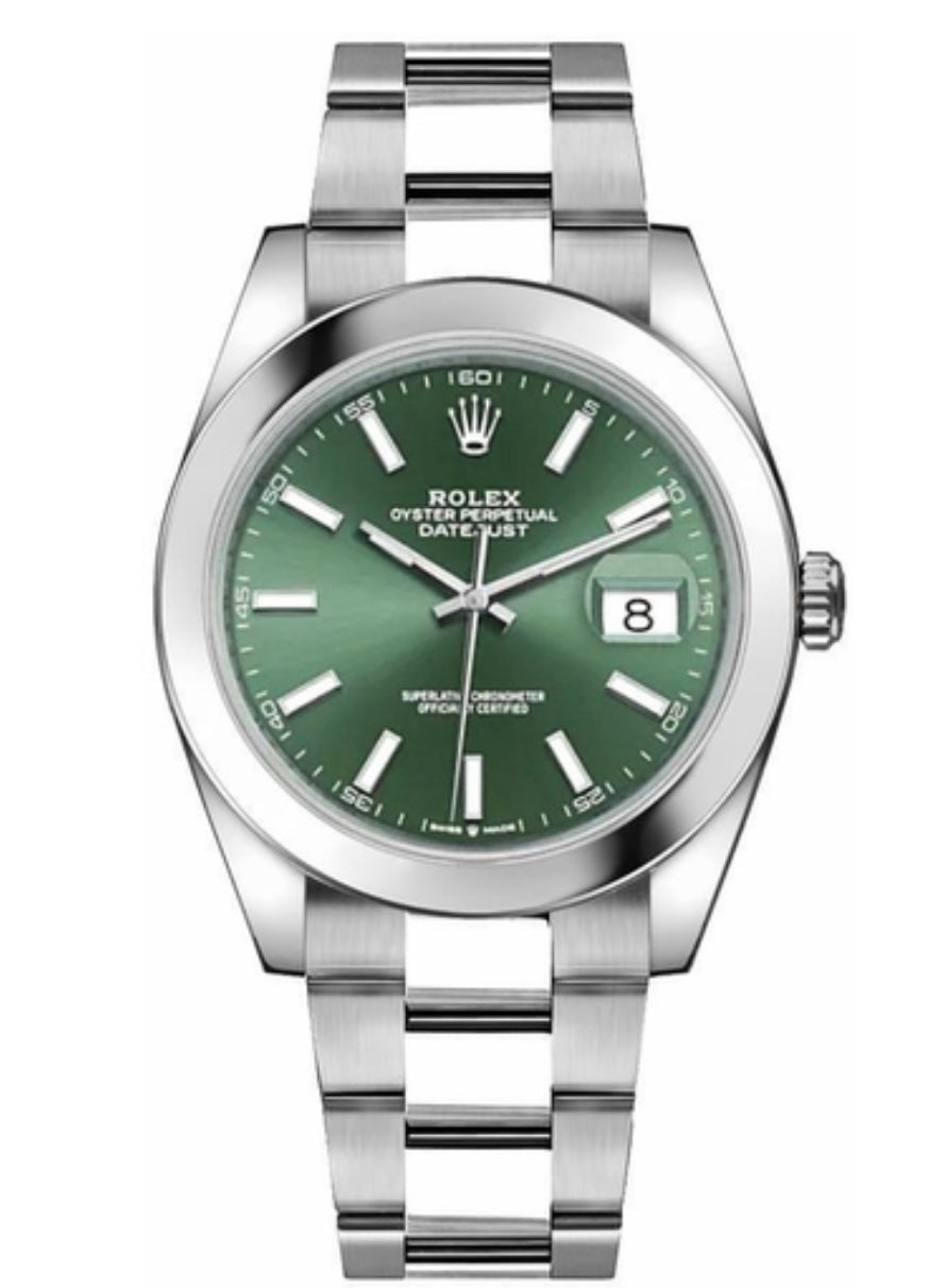 Rolex Datejust 41 Mint Green Smooth Oyster Watch - Lc Watches