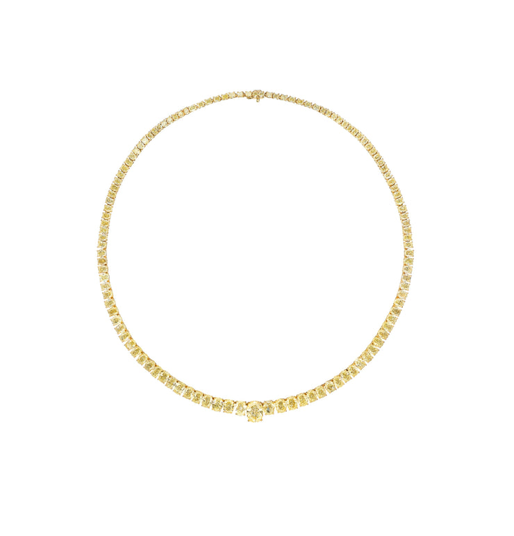 Fancy Yellow Oval Tennis Necklace