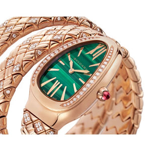 Serpenti Spiga Double-Spiral 18 KT Rose Gold Watch With Diamonds