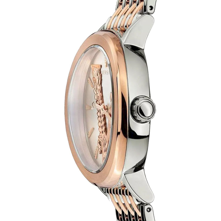 Versace Virtus White Silver Rose Gold Stainless Steel Women's Watch