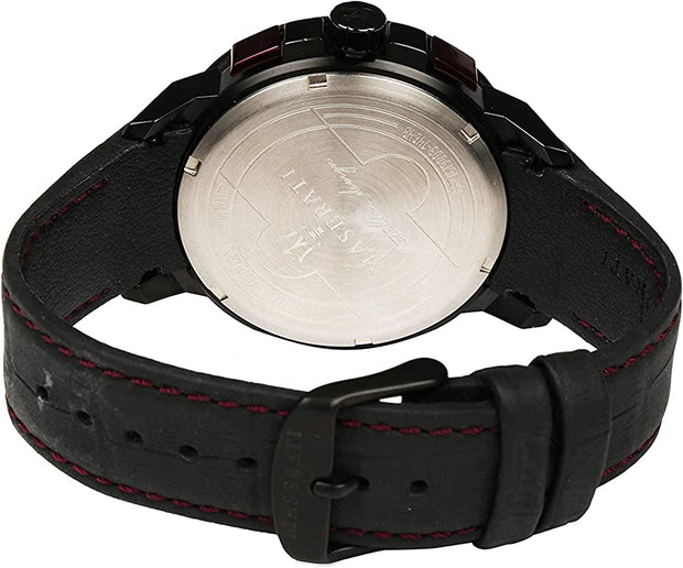 Maserati Ingegno Chronograph Black Dial Leather Watch