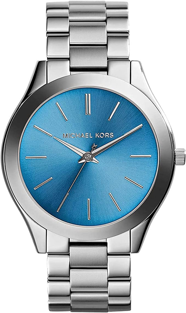 Michael Kors Slim Runway Blue Dial Blue Ion-plated Ladies Watch