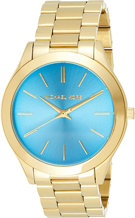 Michael Kors Gold Tone Slim Runway Turquoise Women's Watch