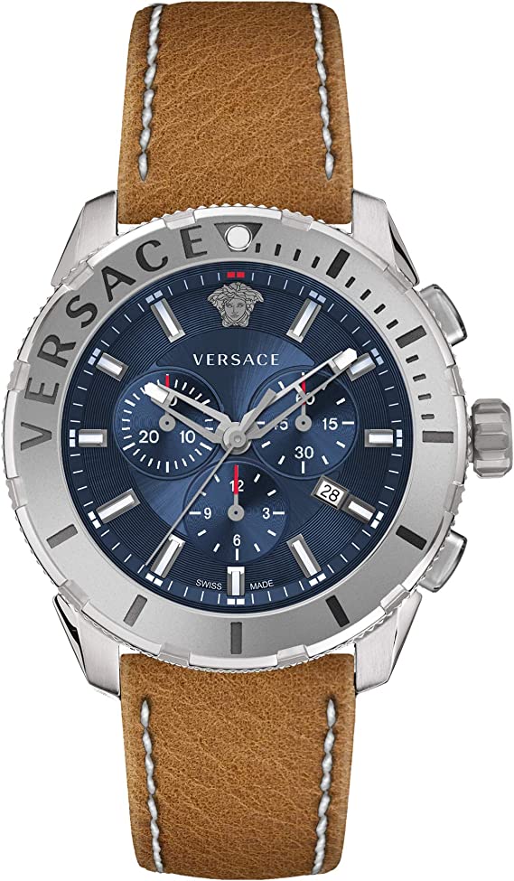 Versace Men's Blue 48 mm Casual Chrono Watch