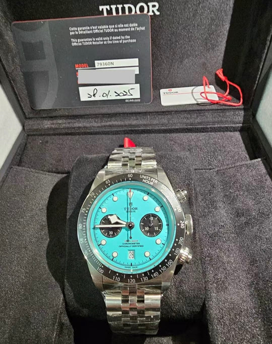Tudor Black Bay Chrono Turquoise Dial flamingo