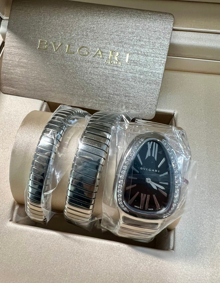 Bvlgari Serpenti Tubogas Double Black Lacquered Dial Ladies Watch