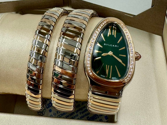 Bvlgari Serpenti Tubogas Double Green Dial Spiral Watch
