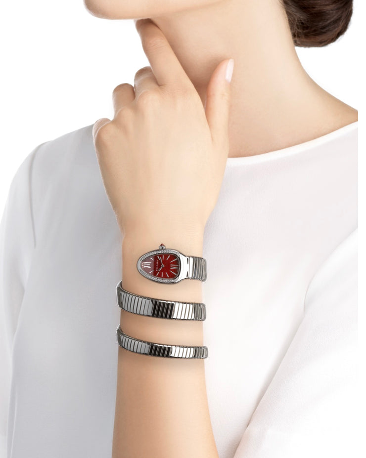 Bvlgari Serpenti Tubogas Double Red Lacquered Dial Ladies Watch