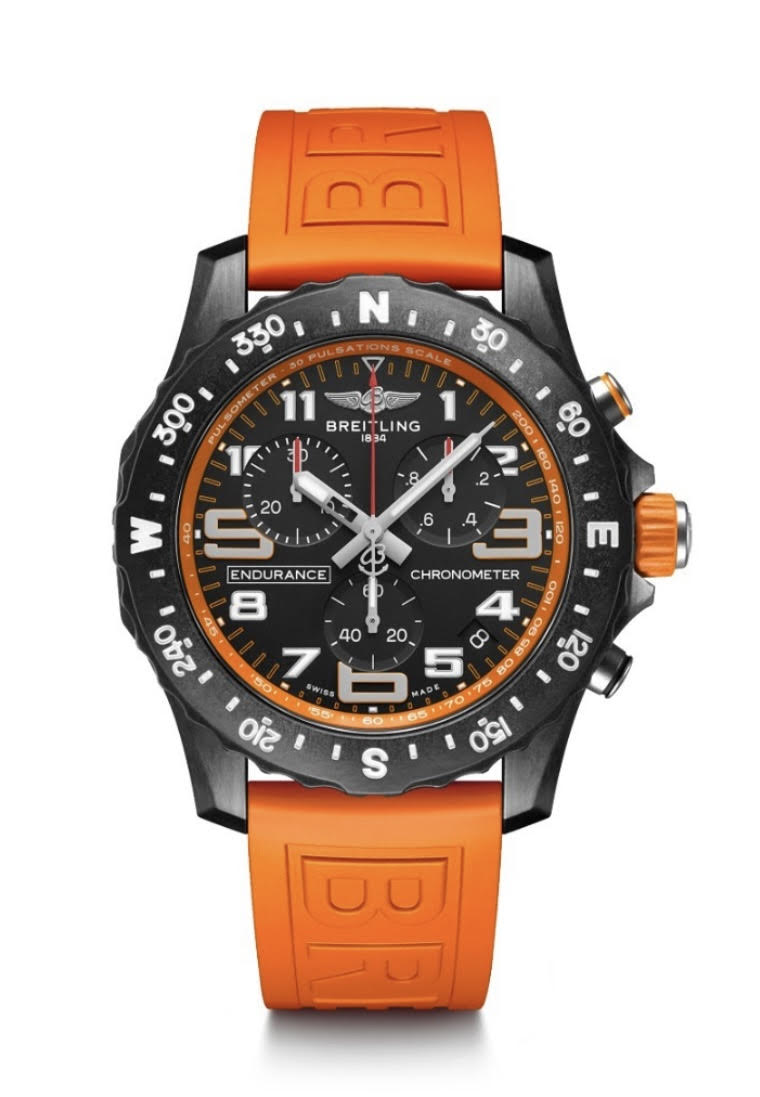 Breitling Endurance Pro Chronograph Quartz Black Dial Orange Strap Men's Watch - Lc Watches