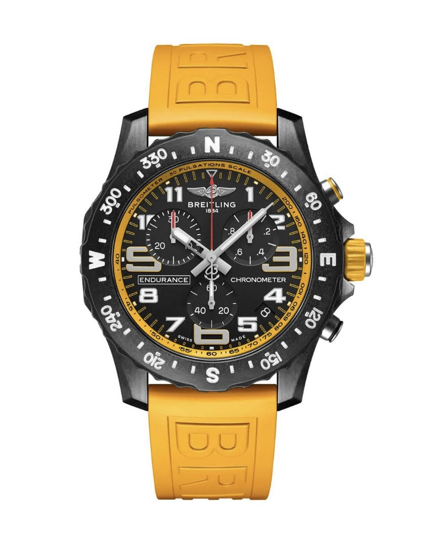 Breitling Endurance Pro Chronograph Quartz Black Dial Yellow Strap Men's Watch - Lc Watches