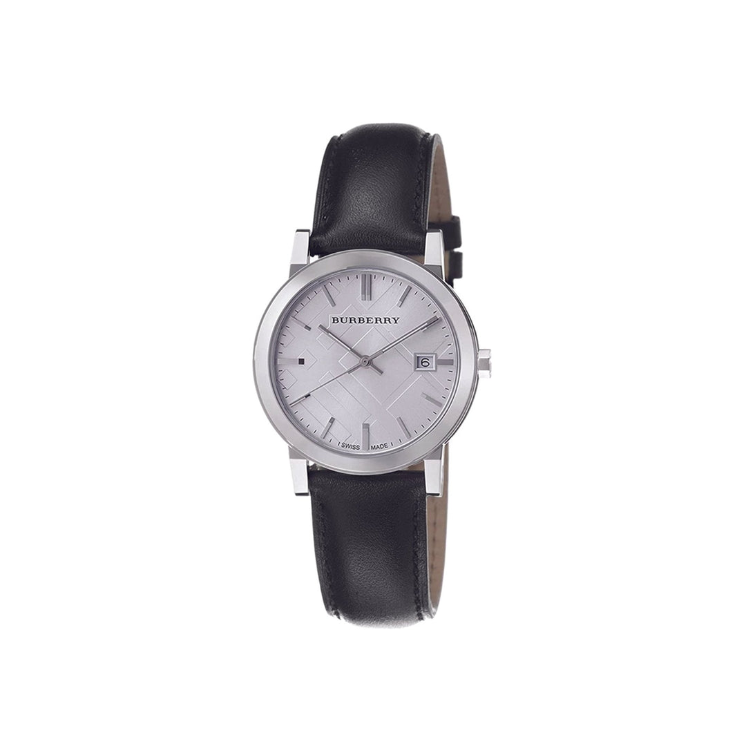 Burberry The City White Dial Black Leather - Lc Watches