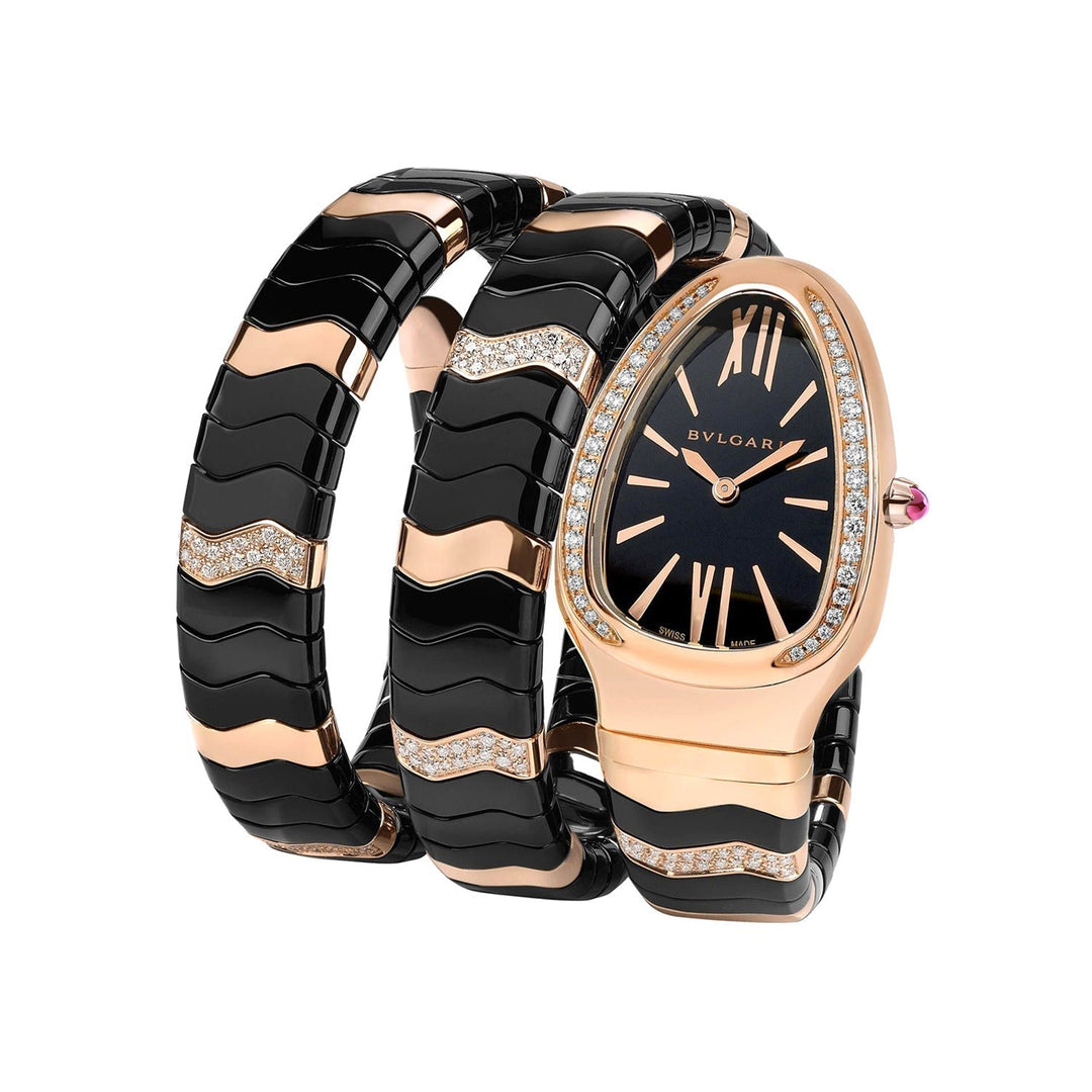 Bvlgari Serpenti Black and Rose Gold with Diamonds - Lc Watches