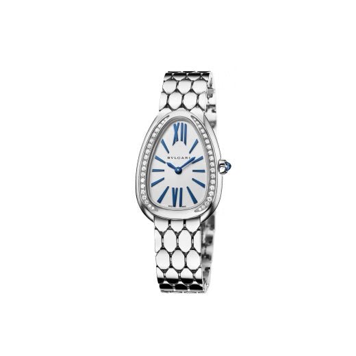 Bvlgari Serpenti Seduttori 18 KT White Gold Bezel Watch With Diamonds - Lc Watches