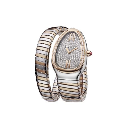 Bvlgari Serpenti Tubogas 18 KT Rose Gold Lady Watch With Brilliant - Cut Diamonds - Lc Watches