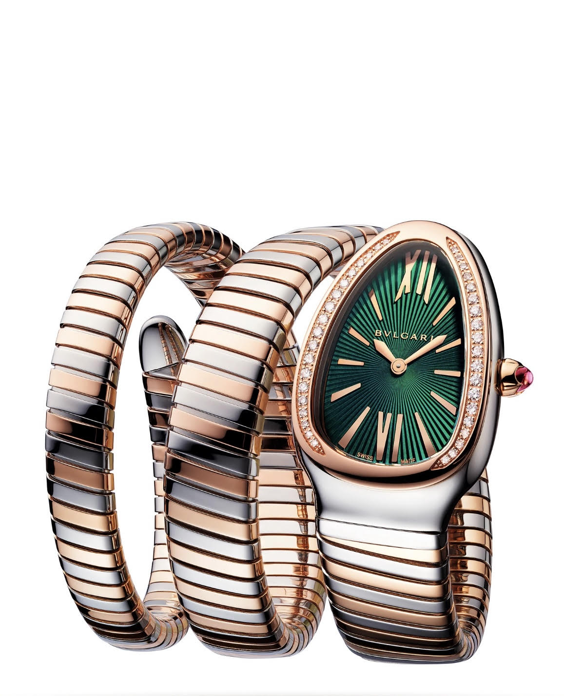 Bvlgari Serpenti Tubogas Double Green Dial Spiral Watch