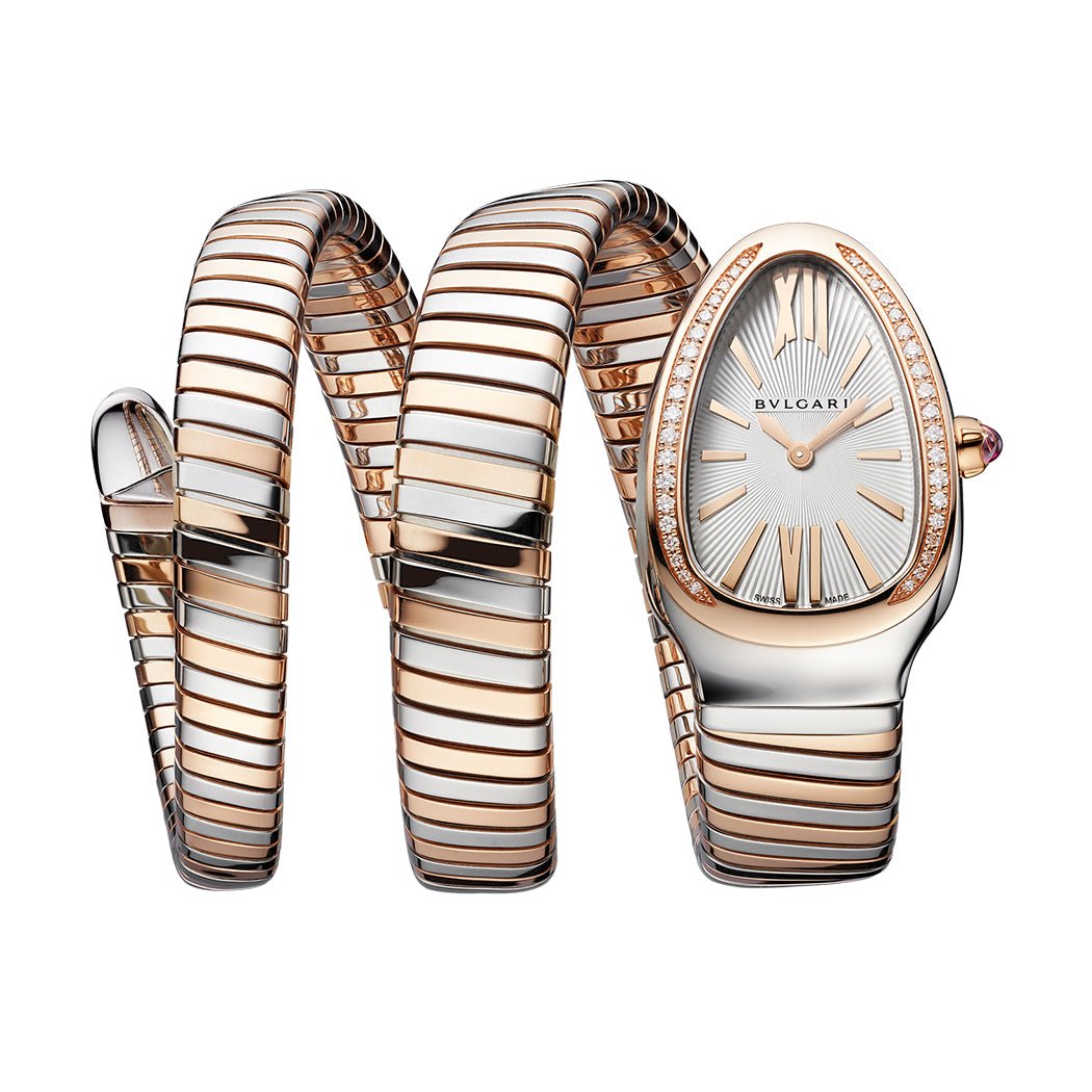 Bvlgari Serpenti Tubogas double spiral White Dial watch with stainless steel - Lc Watches