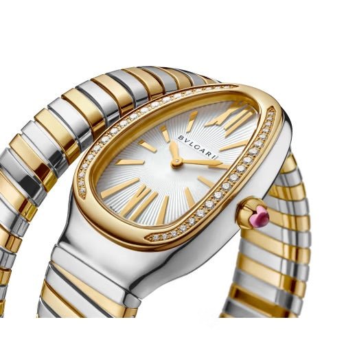 Diamonds 18K ☆BVLGARI☆ BVLGARI BVLGAR TUBOGAS M ウォッチ♪ Bulgari - 18K Yellow Gold SQ 22 2T Quadrato Tubogas Diamond