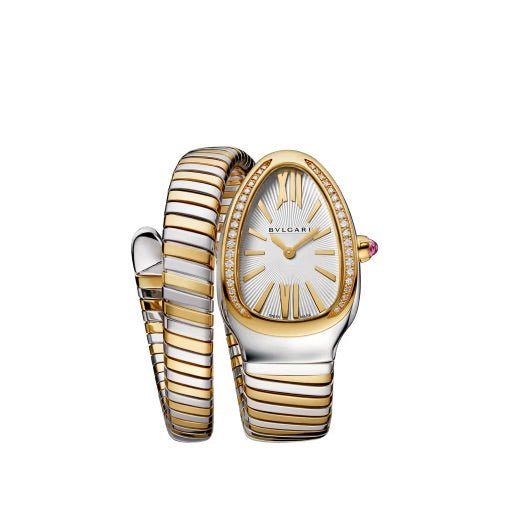 Bvlgari Serpenti Tubogas Single - Spiral 18 KT Gold Watch With Diamonds - Lc Watches