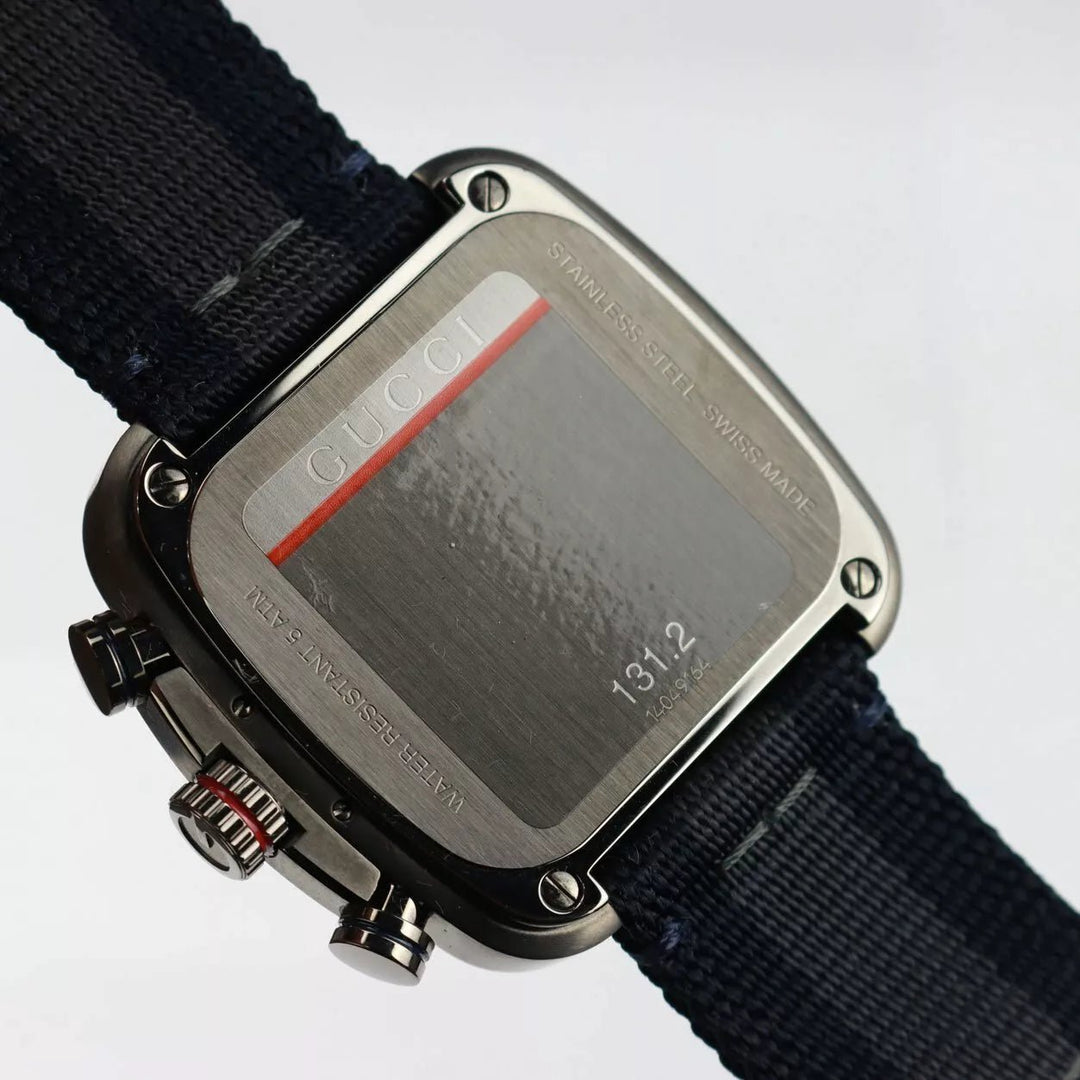 Gucci Coupe Chronograph Blue Dial Blue and Grey Fabric Men's Gucci Coupe Chronograph Blue Dial Blue and Grey Fabric Men's
