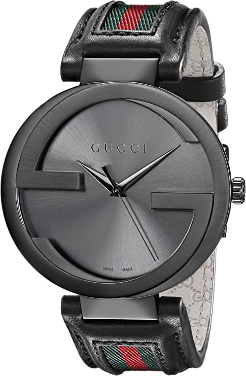 Gucci Men's Interlocking 42mm Leather and Nylon Strap Watch - Lc Watches