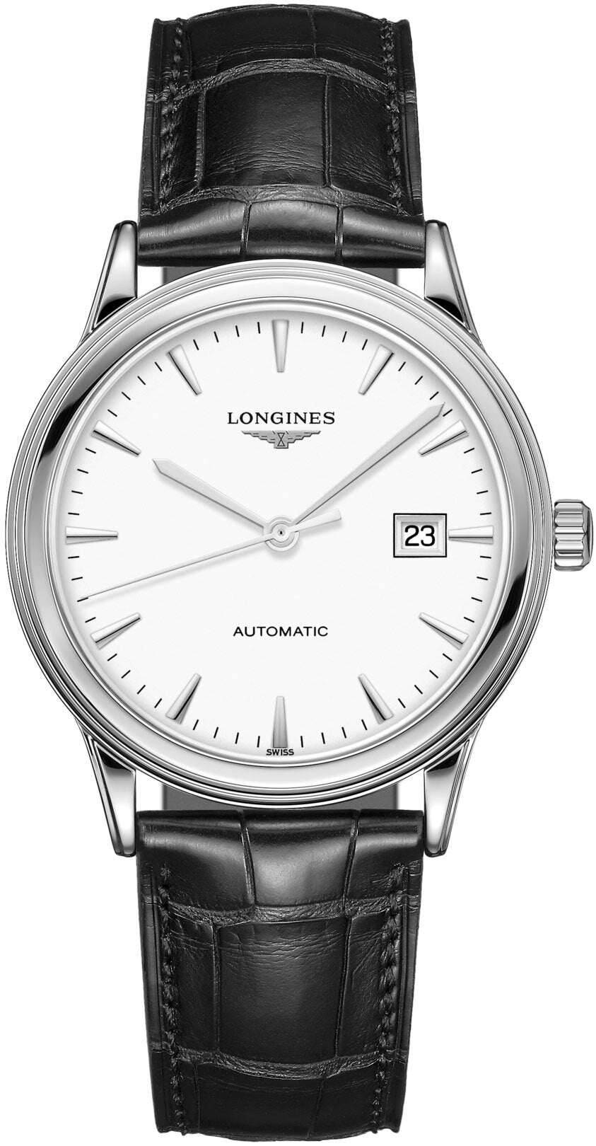 Longines Flagship Automatic White Dial Black Leather - Lc Watches