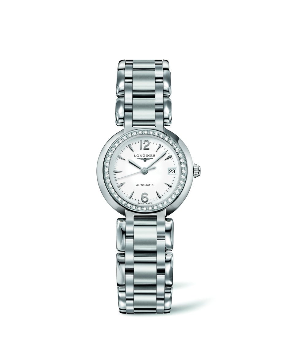 Longines - L8.111.0.16.6 PrimaLuna Automatic 26.5 Stainless Steel / Diamond / White / Bracelet - Lc Watches