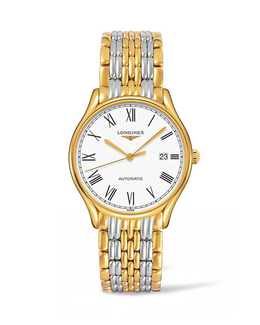 Longines - Lyre 38.5 Automatic PVD Gold / White - Roman / Bracelet watch - Lc Watches