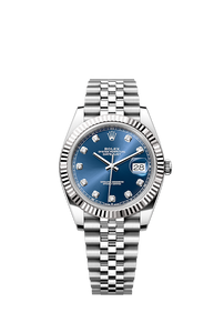New Rolex 2023 Datejust 41 Bright Blue Diamond Set Dial Watch