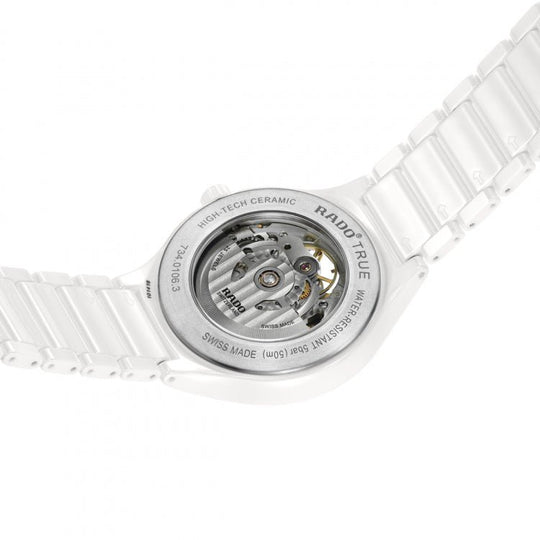 Rado True Automatic Skeleton White Ceramic Unisex Watch - Lc Watches