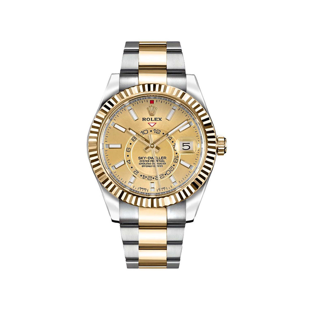 Rolex Champagne Dial Sky - Dweller Two - Toned 42 mm Watch - Lc Watches