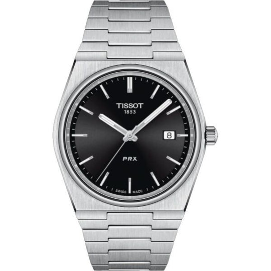 Tissot PRX Silver Stainless Steel Black Men's Watch - Lc Watches