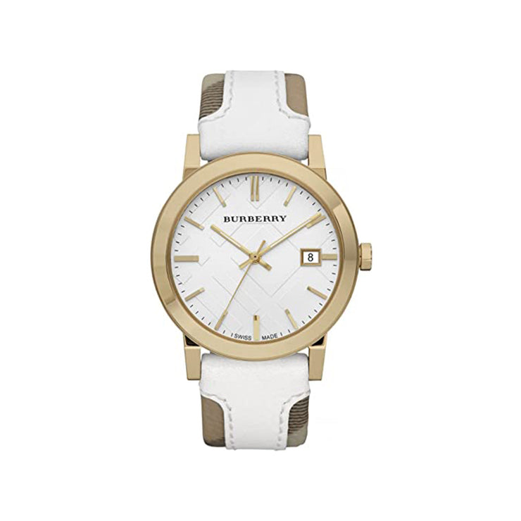 Burberry Checked and White Leather Watch
