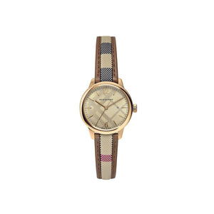 Burberry 32 mm Ladies Check Brown Leather Watch