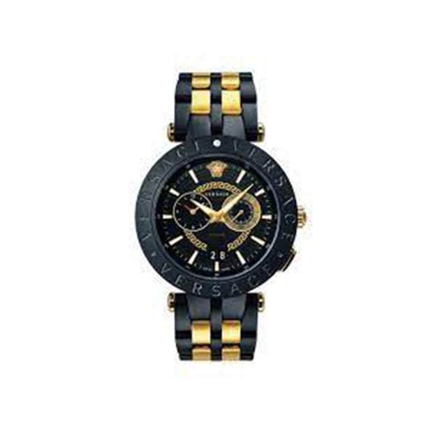 Versace V-Race Black Two-tone Bracelet Chronograph Wristwatch