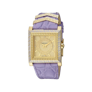 Versace DV-25 Purple Leather Gold Dial 30 mm Ladies Watch