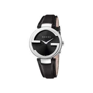 Gucci Interlocking G 37 mm Black Leather Wristwatch