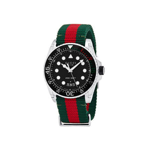 Gucci Dive Red and Green Nylon Wristwatch