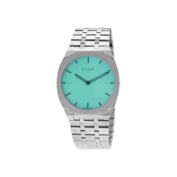Gucci 25H Blue Dial Stainless Steel Bracelet Wristwatch