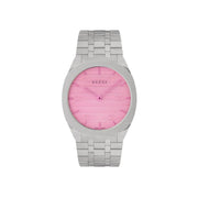 Gucci 25H Pink Dial Silver-toned  Bracelet Wristwatch